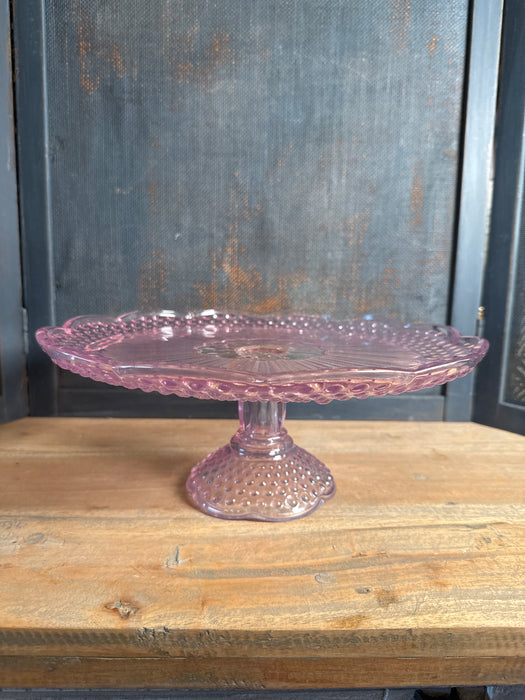 Vintage Pink Hobnail Gorham Emily's Attic Collection 11.5” & 13" Footed Cake Plate Stands
