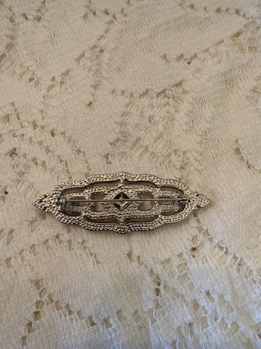 Art Deco style pin silver tone