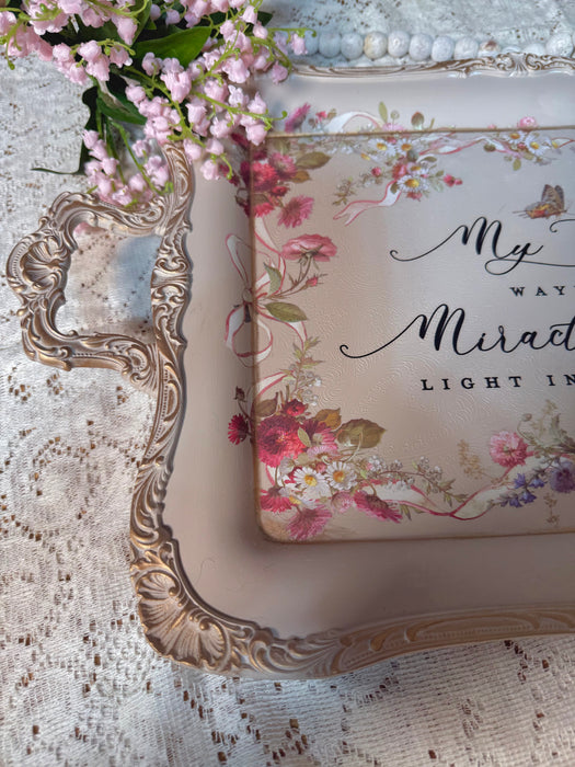 Rose Water Waymaker Footed Tray with Florals and Bows
