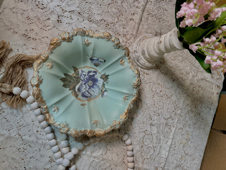 Wavy Bowl - Upcycled Silver Plate with transfers