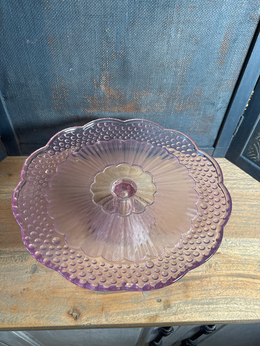 Vintage Pink Hobnail Gorham Emily's Attic Collection 11.5” & 13" Footed Cake Plate Stands