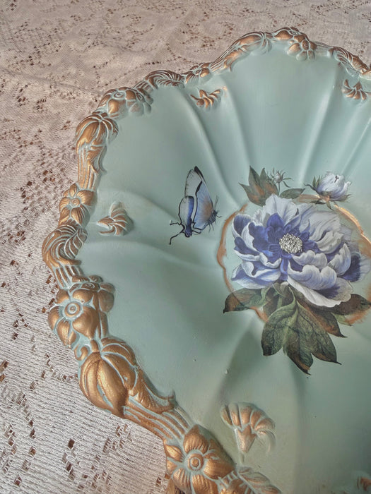 Wavy Bowl - Upcycled Silver Plate with transfers