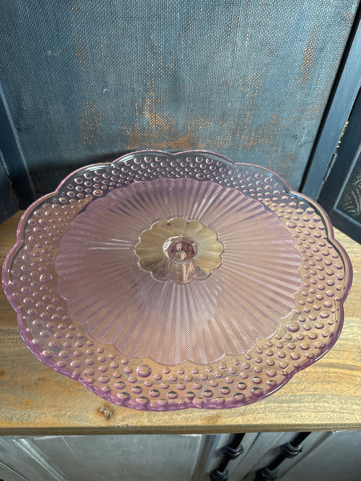 Vintage Pink Hobnail Gorham Emily's Attic Collection 11.5” & 13" Footed Cake Plate Stands