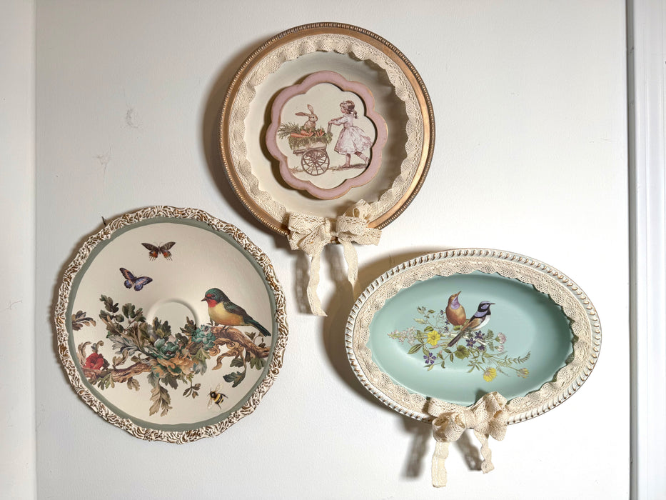 Floral Gallery Wall Art from Upcycled Silver Plate Veggie Server (Landscape)