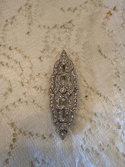 Art Deco style pin silver tone