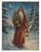 Belsnickel and Bough Red Robe Christmas Eve rice paper