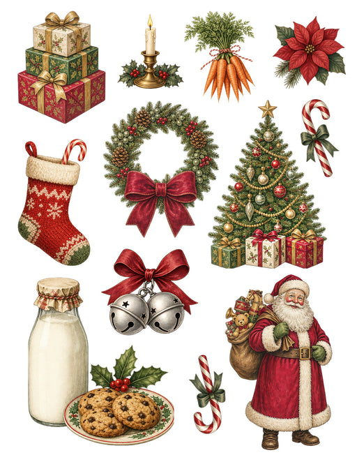 Classic Christmas Eve Waterslide Transfers: Milk, Cookies & Santa - printed waterslide transfer sheet