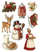 Classic Christmas Eve Waterslide Transfers: Mrs. Claus, Snowman & Reindeer - printed waterslide transfer sheet