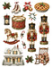 Classic Christmas Eve Waterslide Transfers: Nutcrackers, Rocking Horse & Farmhouse - printed waterslide transfer sheet
