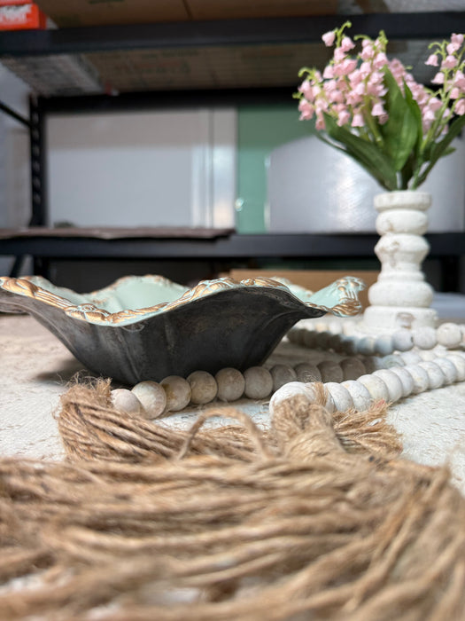 Wavy Bowl - Upcycled Silver Plate with transfers