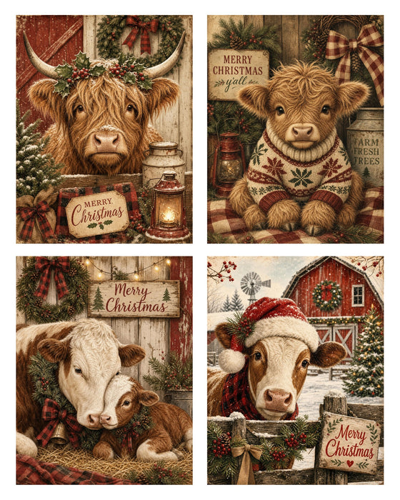 Down at the Barn: Cows & Highland Calves rice paper