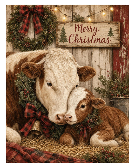 Down at the Barn: Cows & Highland Calves rice paper