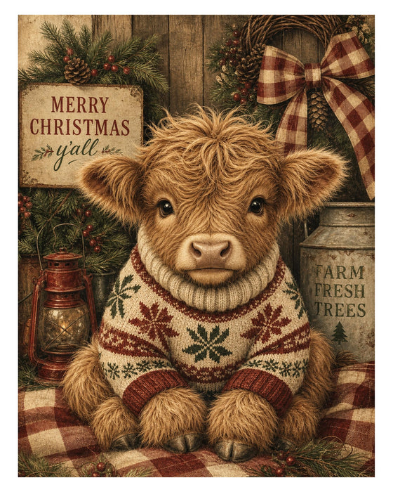 Down at the Barn: Cows & Highland Calves rice paper