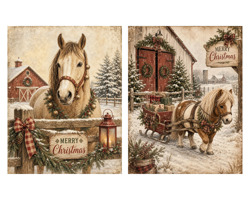 Down at the Barn: Horses, Pony & Farm Dog rice paper