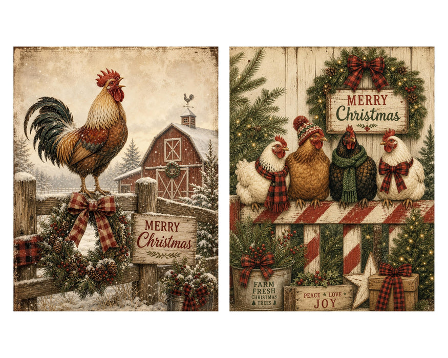 Down at the Barn: Roosters, Hens & Ducklings rice paper