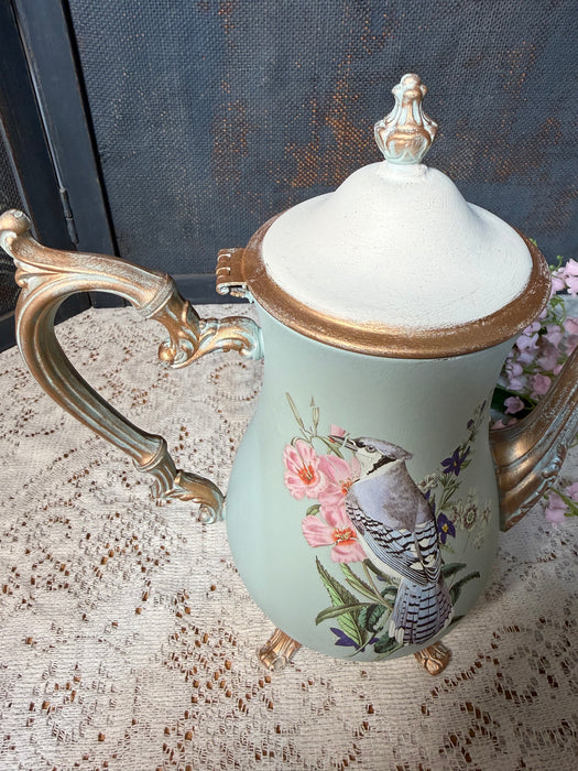 Blue Bird Teapot upcycled Silver Plate | For decorative use only