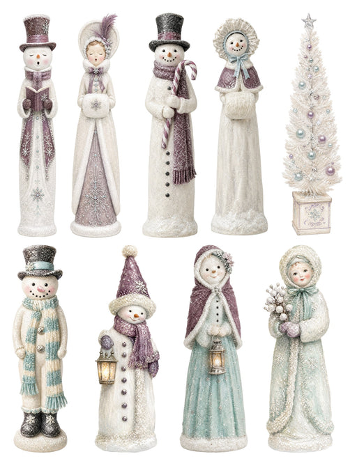Frosted Plum Christmas waterslide transfer sheet - Carolers Snowmen and Tree