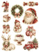 Gingham Hearth Christmas Waterslide Transfers: Santa, Wreath & Red Truck - printed waterslide transfer sheet