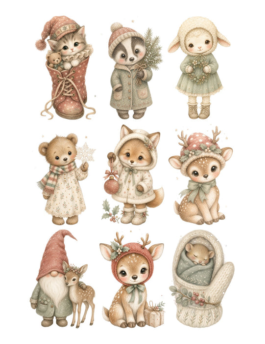 Hazel Hollow Kitten Lamb and Fawns waterslide transfer sheet