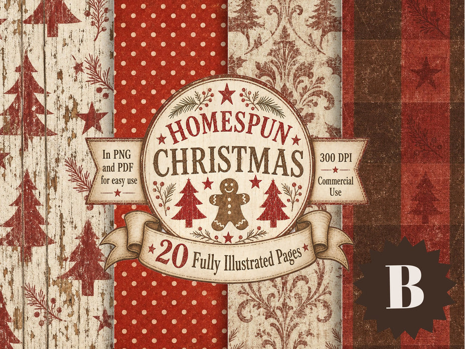 Homespun Christmas rice paper Set B