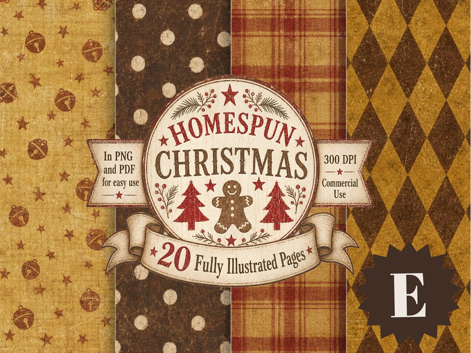 Homespun Christmas rice paper Set E