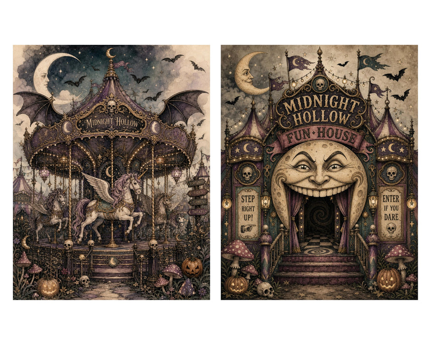 Midnight Hollow Carnival Rides rice paper