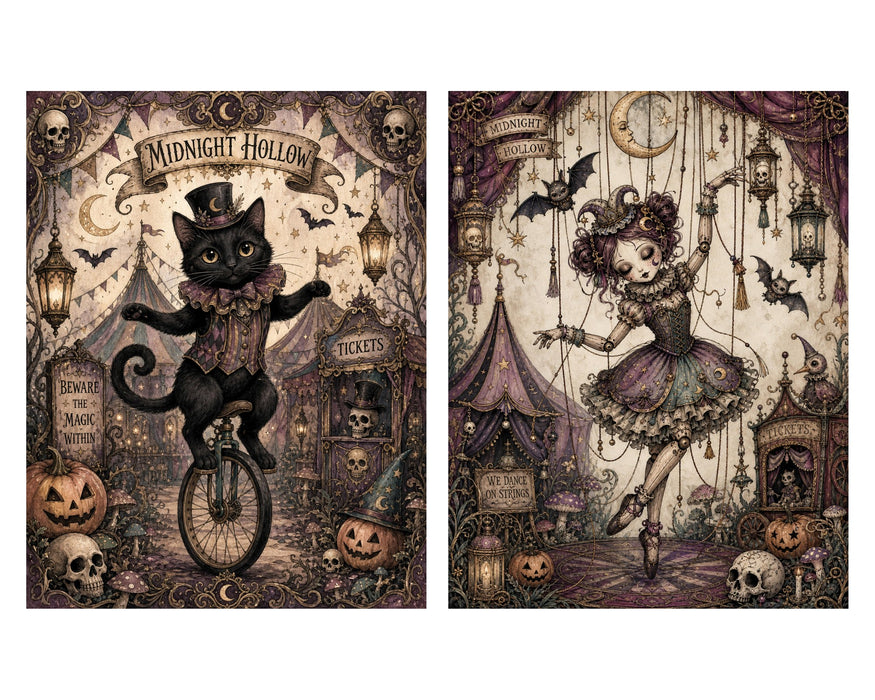 Midnight Hollow Carnival Rides rice paper