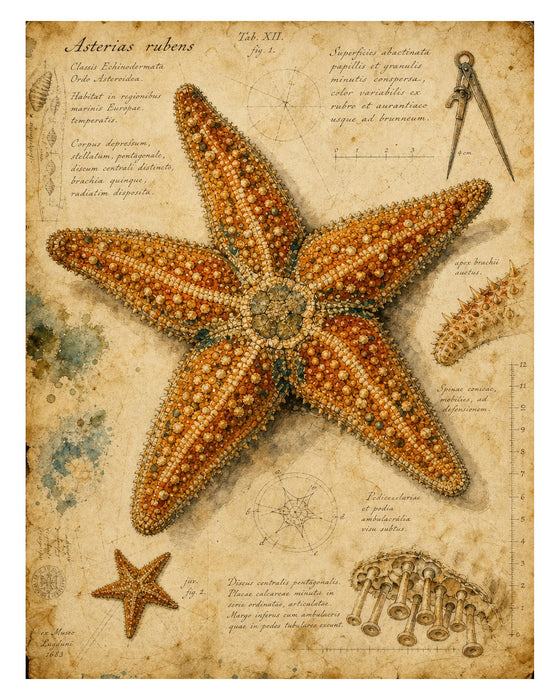Naturalist Sea Specimens: Crab, Lobster, Sea Star & Sea Urchin rice paper