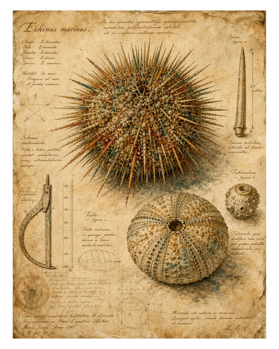 Naturalist Sea Specimens: Crab, Lobster, Sea Star & Sea Urchin rice paper