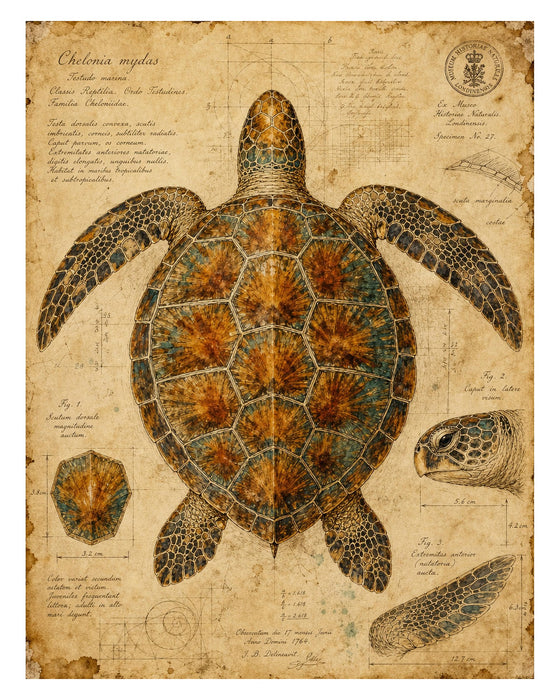 Naturalist Sea Specimens: Seahorse, Octopus, Jellyfish & Sea Turtle rice paper