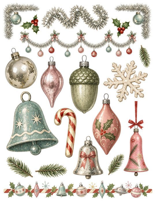 Vintage Glass Ornament waterslide transfer set - sheet 1