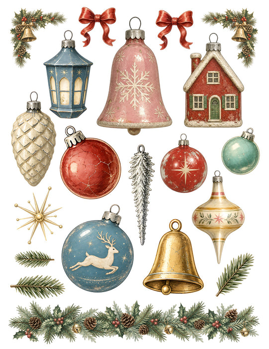 Vintage Glass Ornament waterslide transfer set - sheet 2