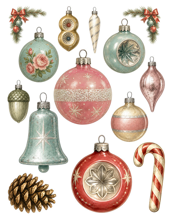 Vintage Glass Ornament waterslide transfer set - sheet 4