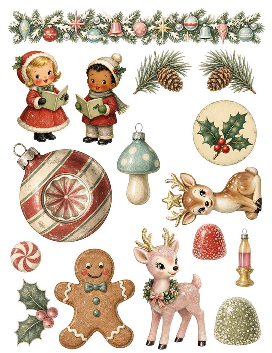 1950s Christmas Kitsch waterslide transfer set - sheet 2