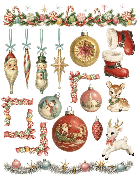 1950s Christmas Kitsch waterslide transfer set - sheet 3