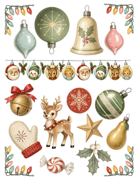 1950s Christmas Kitsch waterslide transfer set - sheet 4