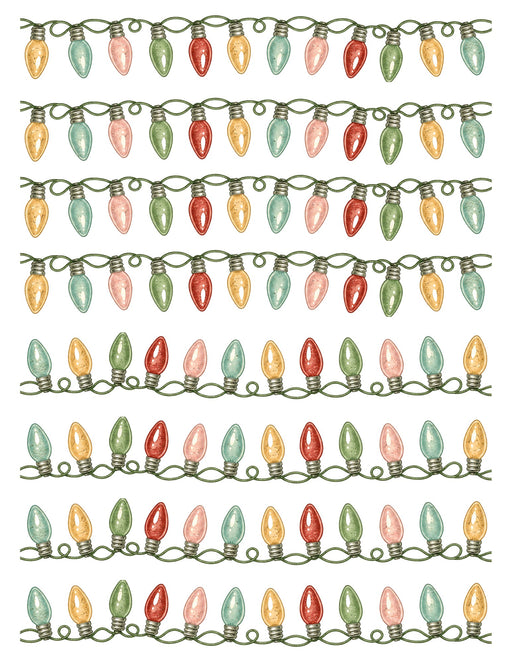 Vintage Christmas Waterslide Transfers: Christmas Lights Borders - printed waterslide transfer sheet