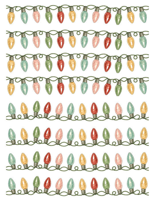 Vintage Christmas Waterslide Transfers: Christmas Lights Borders - printed waterslide transfer sheet