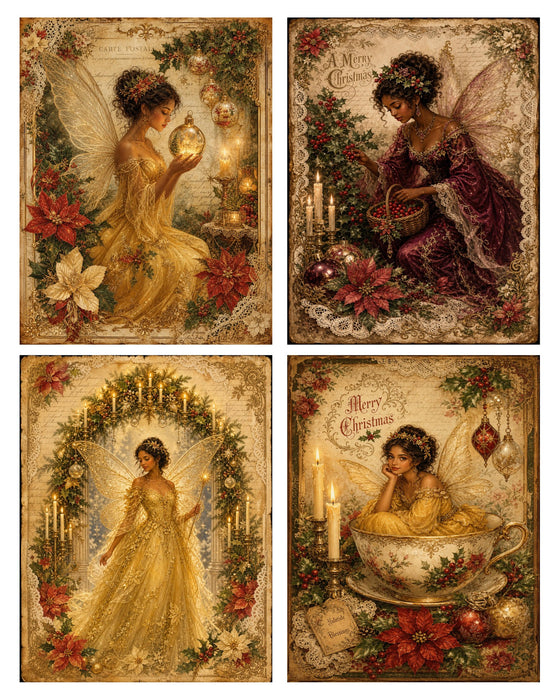 Victorian Christmas Fairies rice paper