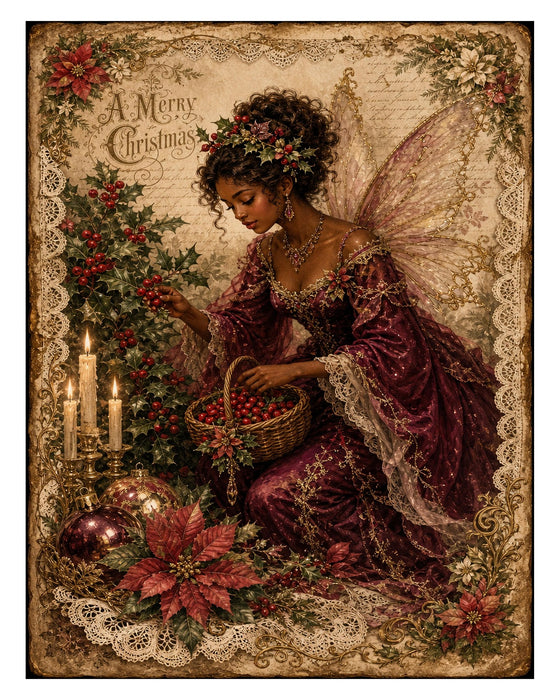 Victorian Christmas Fairies rice paper