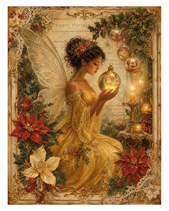 Victorian Christmas Fairies rice paper
