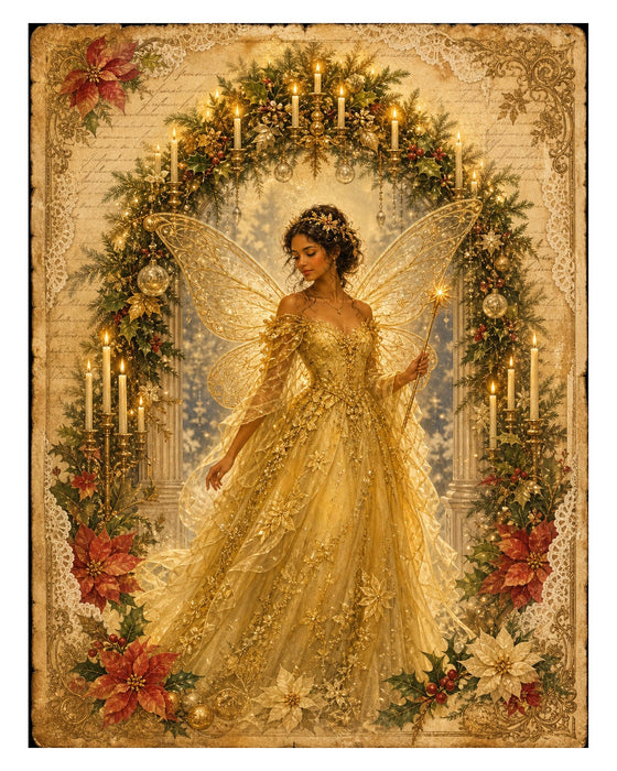 Victorian Christmas Fairies rice paper