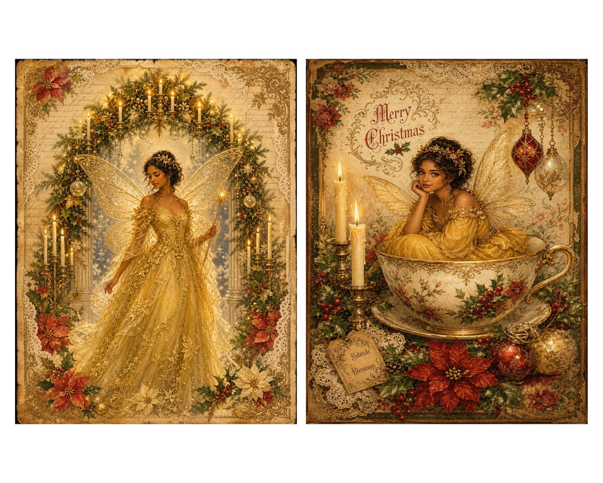 Victorian Christmas Fairies rice paper