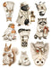 Winter White Woodland waterslide transfer sheet - Mole Raccoon and Owl
