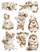 Winter White Woodland waterslide transfer sheet - Hedgehogs Fox and Polar Bear