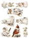 Winter White Woodland waterslide transfer sheet - Bunnies Wren and Cardinal