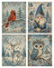 Whimsical Blue Folk Christmas rice paper