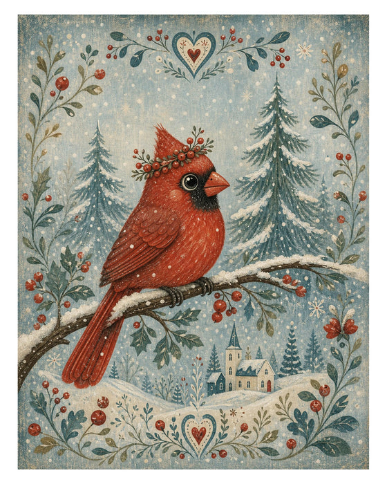 Whimsical Blue Folk Christmas rice paper