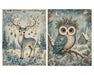 Whimsical Blue Folk Christmas rice paper