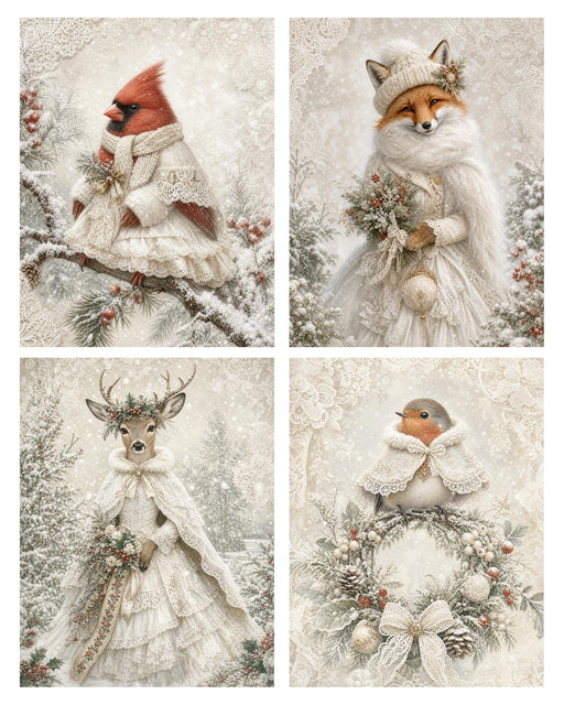 Winter White Woodland rice paper